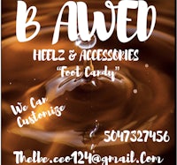 an advertisement for b awed heels and accessories