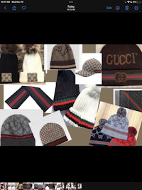 gucci hats and scarves on an ipad