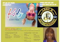 a flyer with a picture of a woman with sunglasses and a microphone