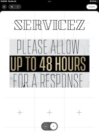 a screenshot of a screen that says servicez please allow up to 48 hours for a response